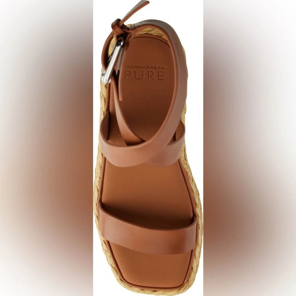 Donna Karan Lolah Ankle Strap Raffia Platform Sandal - Picture 2 of 3